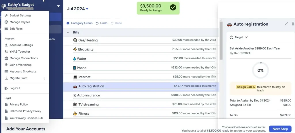 Budgeting For YNAB